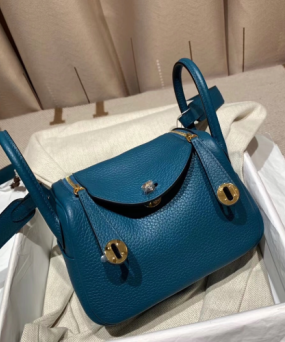 에르메스 미니 린디백19 블루드프루스 금장 끌레망스 가죽